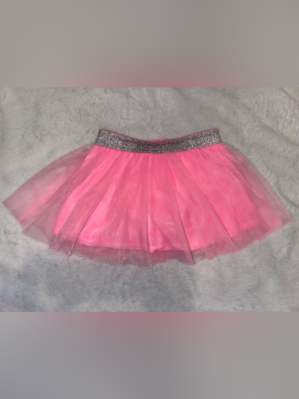 Garanimals Bright Pink Tulle Skort with Sparkle Silver Waistband